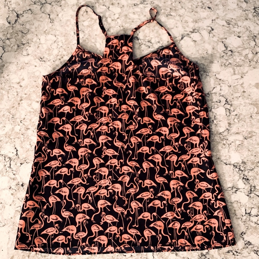 Jcrew navy & coral pink flamingo🦩 racerback TOP
